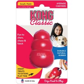 KONG Classic Dog Toy  Red  Small Dogs up to 20 lbs (2.75" Tall x .75" Diameter)