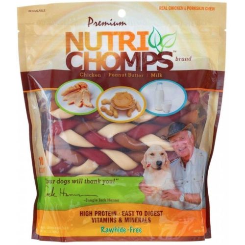 Nutri Chomps Premium Mixed Flavor Braids Dog Chews 6 Inch Nutri Chomps Premium Mixed Flavor Braids Dog Chews 6 Inch