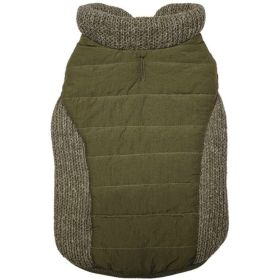 Fashion Pet Sweater Trim Puffy Dog Coat Olive (Option: Large)