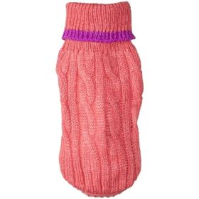 Fashion Pet Cable Knit Dog Sweater  Pink (Option: Small (10" to 14" From Neck Base to Tail))